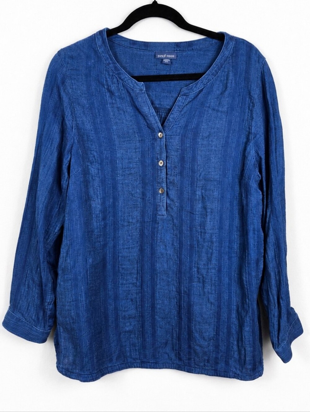 J.Jill Pure Jill Indigo 100% Cotton Chambray Tunic Top Blue Petite Large Boho